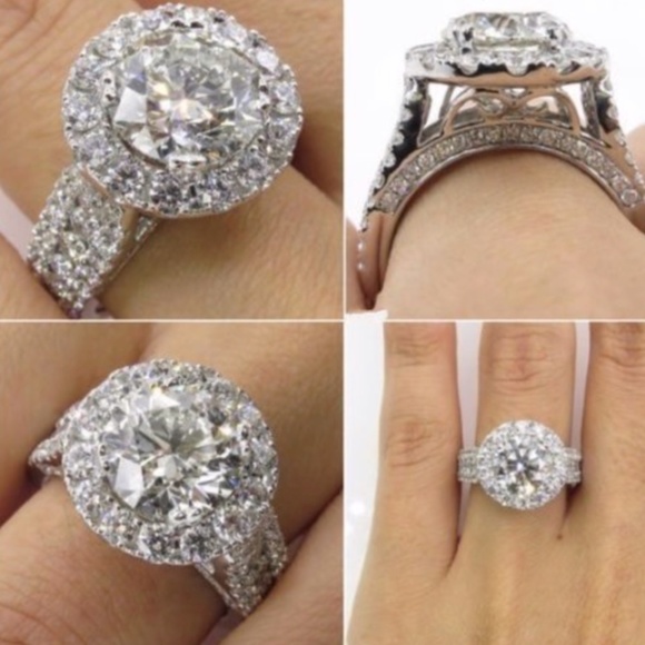 Round Cut White sapphire 925 silver Ring - Picture 2 of 5